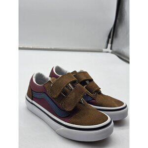 Vans Shoes Kids Size 10.5 Brown Old Skool V Hook & Loop Low Top Skate Sneakers